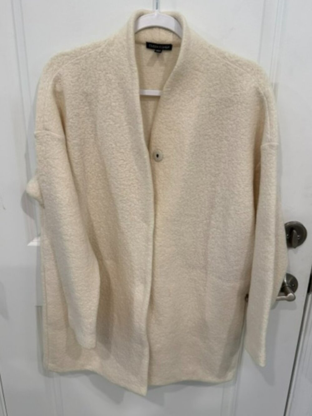 Eileen Fisher Cream Felted Wool Boucle Coat
